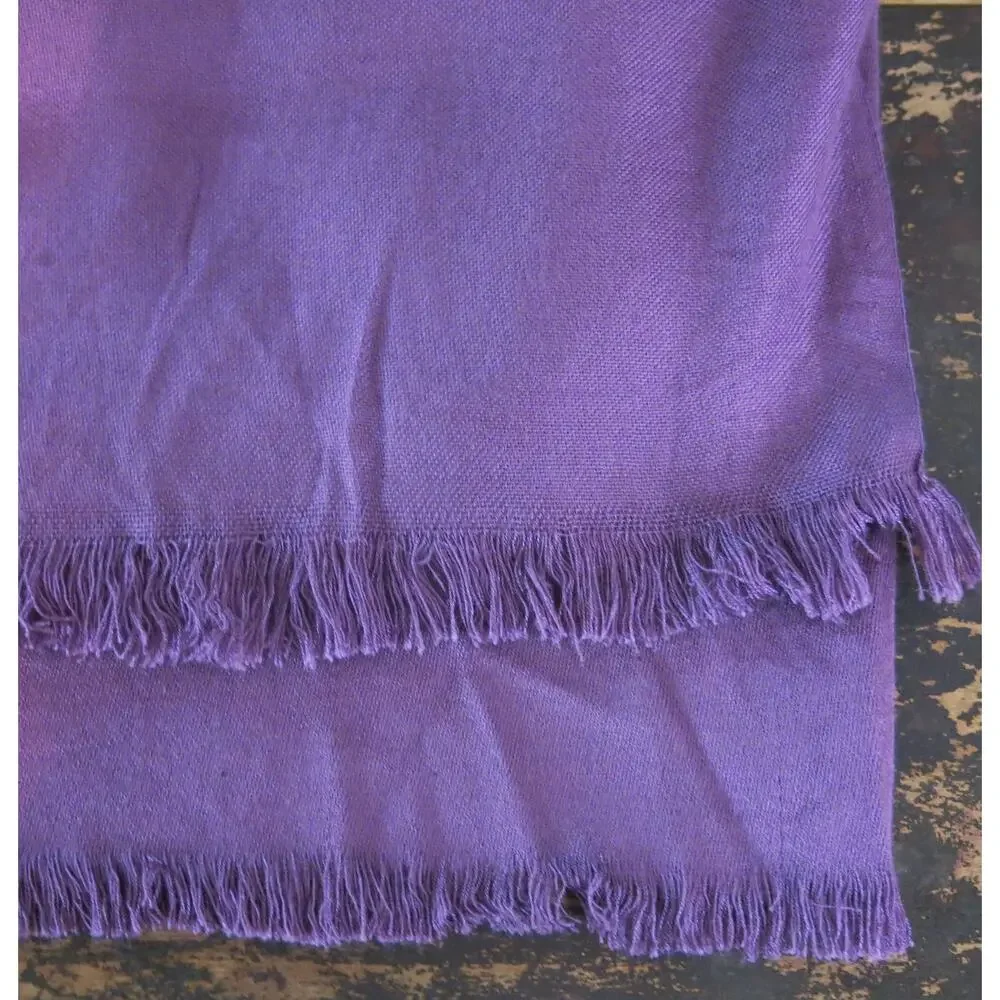 PASHMINA Scarf Wrap Shawl Fringe Purple Rayon Made in India Light Weight